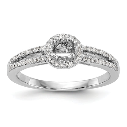 14K White Gold Round Simulated Diamond Halo Engagement Ring