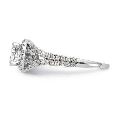 14K White Gold Round Simulated Diamond Halo Engagement Ring