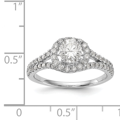 14K White Gold Round Simulated Diamond Halo Engagement Ring