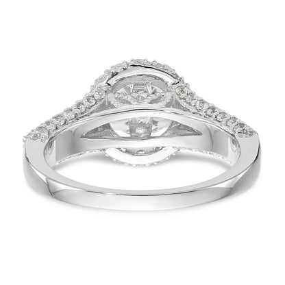 14KW Peg Set Simulated Diamond Round Halo Engagement Ring