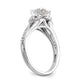 14K White Gold Round Simulated Diamond Halo Engagement Ring