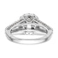 14K White Gold Round Simulated Diamond Halo Engagement Ring