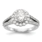 14K White Gold Round Simulated Diamond Halo Engagement Ring