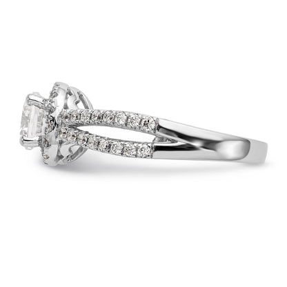14K White Gold Round Simulated Diamond Halo Engagement Ring