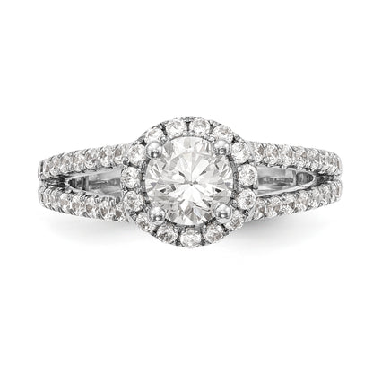 14K White Gold Round Simulated Diamond Halo Engagement Ring