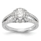 14K White Gold Round Simulated Diamond Halo Engagement Ring