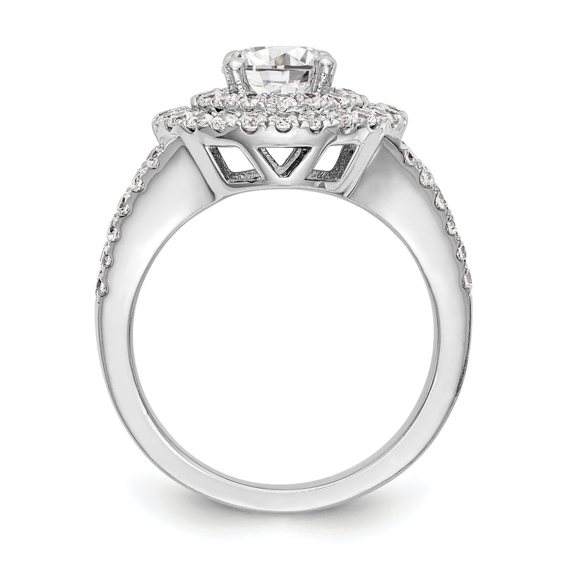 14KW Round Simulated Diamond Double Halo Engagement Ring