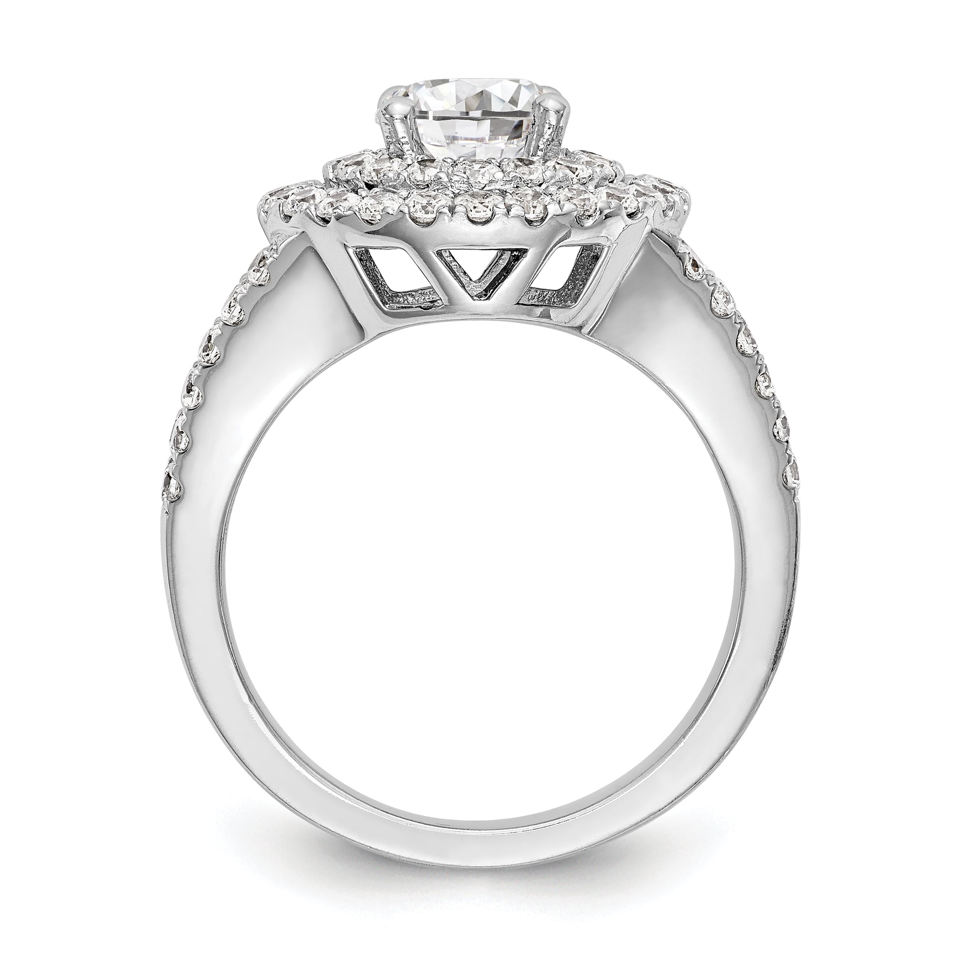 14KW Round Simulated Diamond Double Halo Engagement Ring