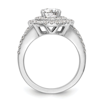14KW Round Simulated Diamond Double Halo Engagement Ring