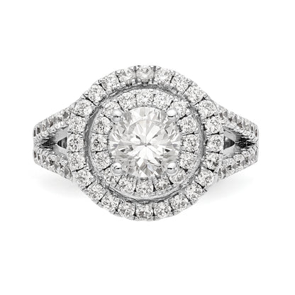 14KW Round Simulated Diamond Double Halo Engagement Ring