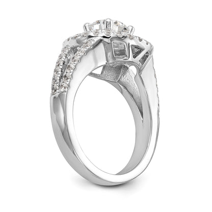 14KW Round Simulated Diamond Double Halo Engagement Ring