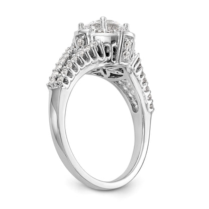 14K White Gold Round Simulated Diamond Halo Engagement Ring