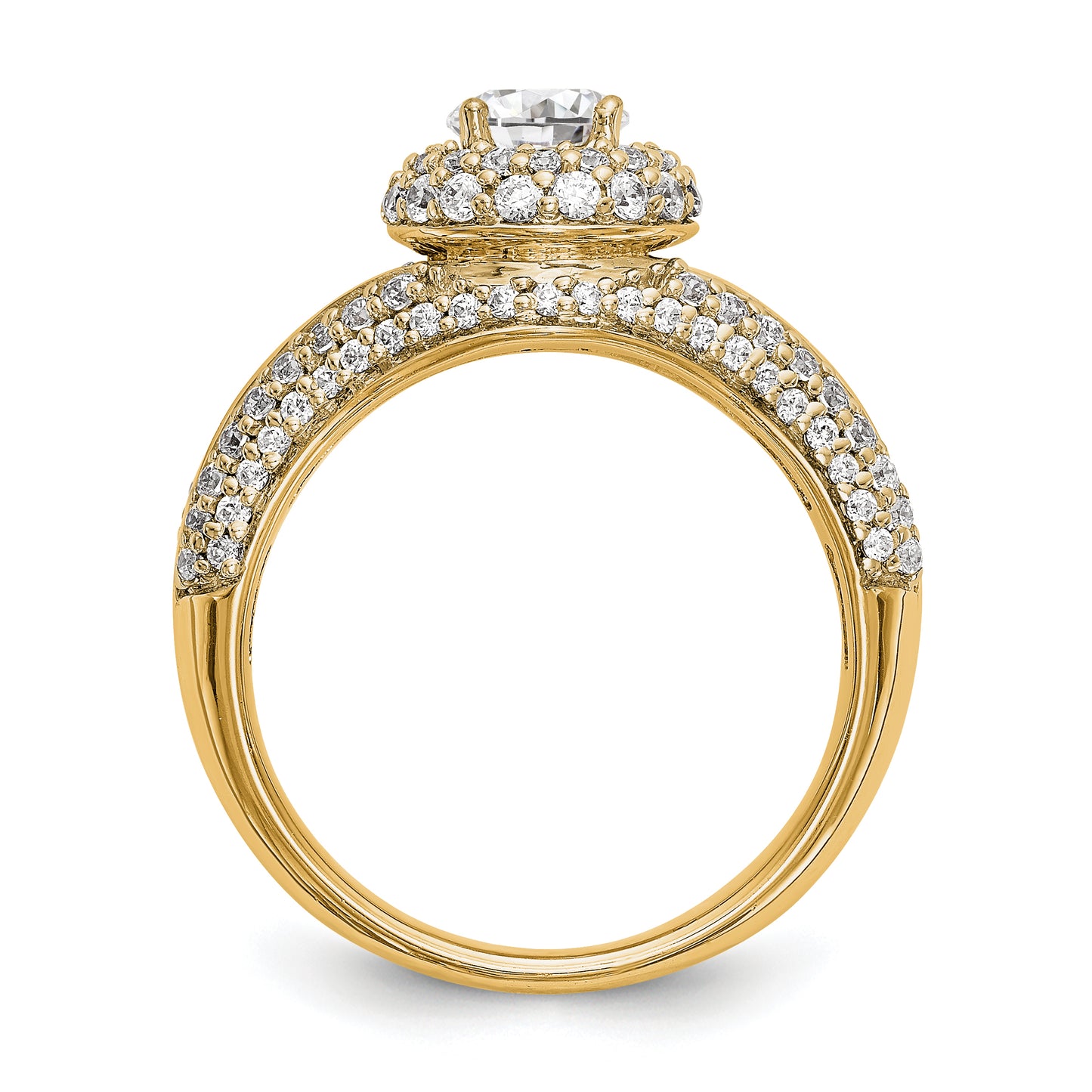 14K Round Simulated Diamond Halo Engagement Ring
