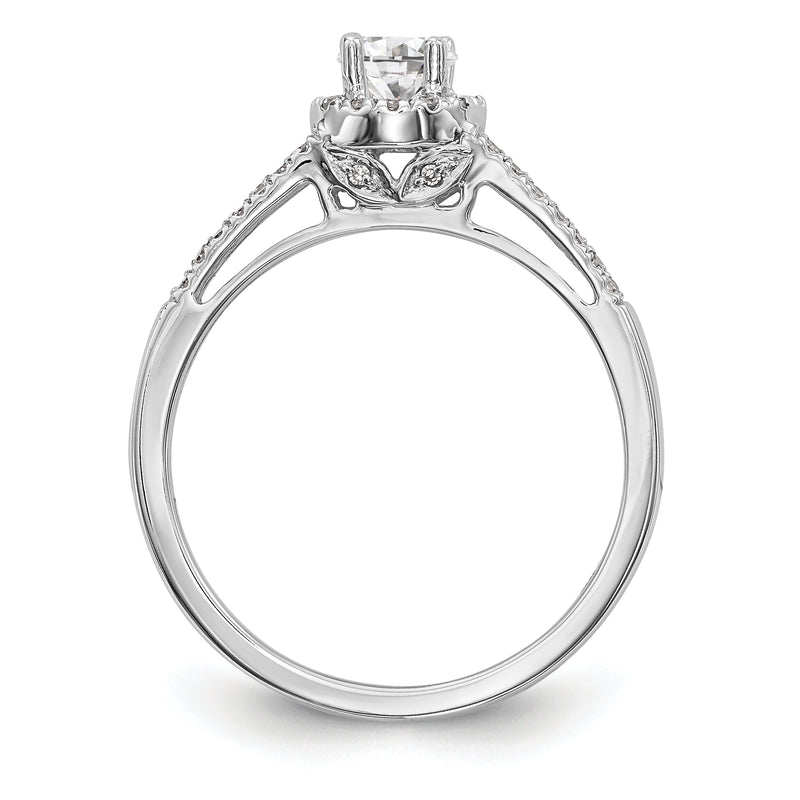 14K White Gold Round Simulated Diamond Halo Engagement Ring
