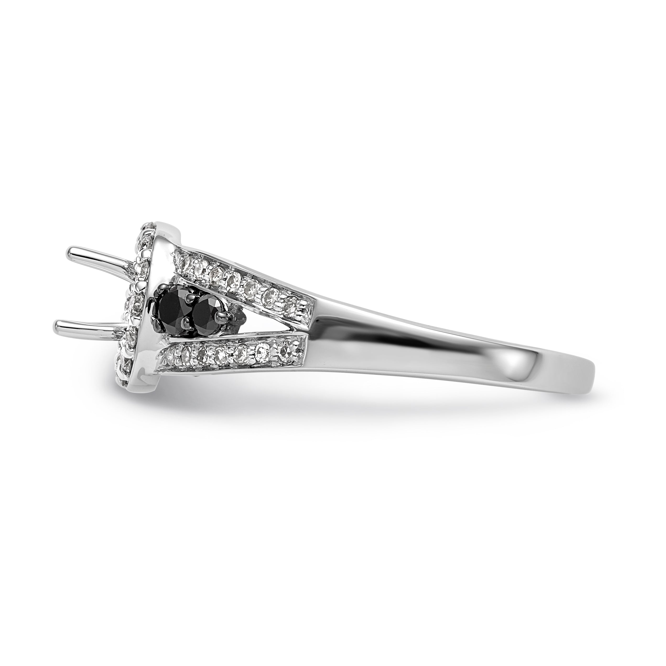 14kw Round Diamond with Black Simulated Diamond Halo Engagement Ring