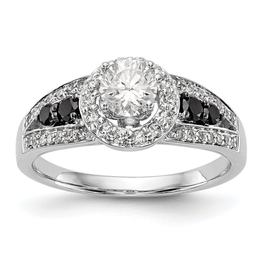 14kw Round Diamond with Black Simulated Diamond Halo Engagement Ring