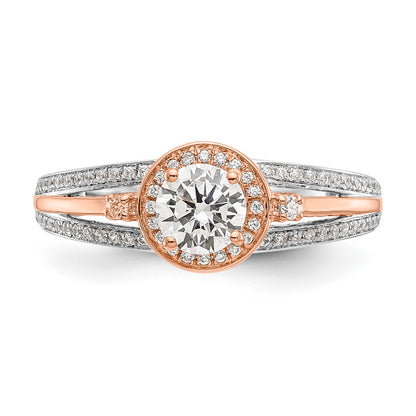 14KWR Simulated Diamond Round Halo Engagement Ring