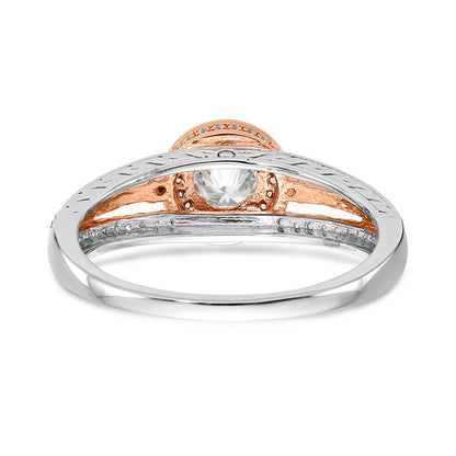 14KWR Simulated Diamond Round Halo Engagement Ring