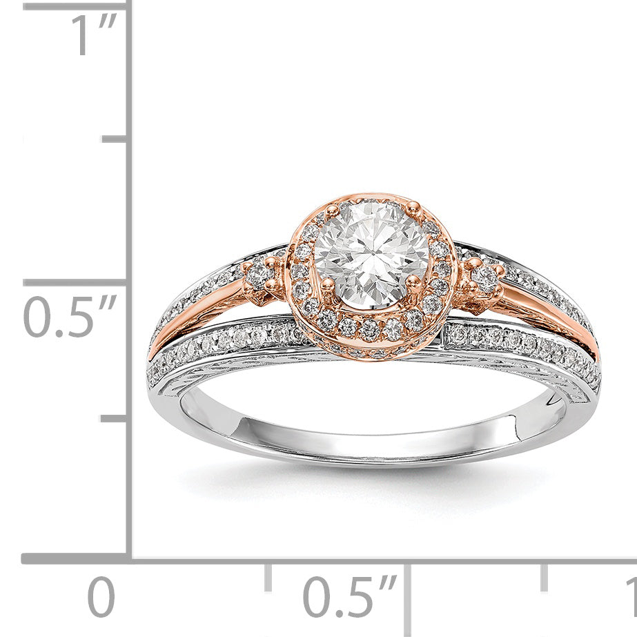 14KWR Simulated Diamond Round Halo Engagement Ring