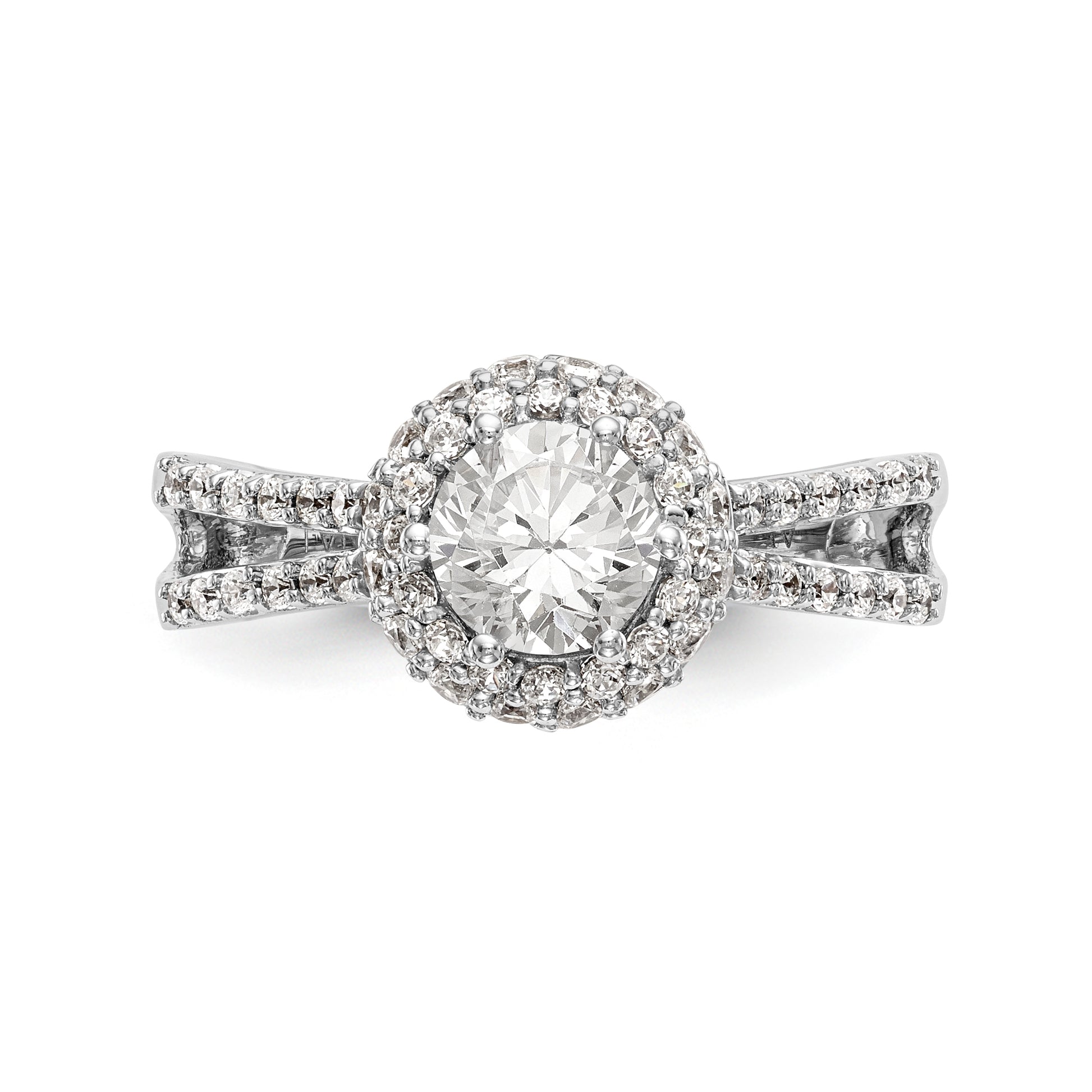 14KW Round Simulated Diamond Round Halo Engagement Ring