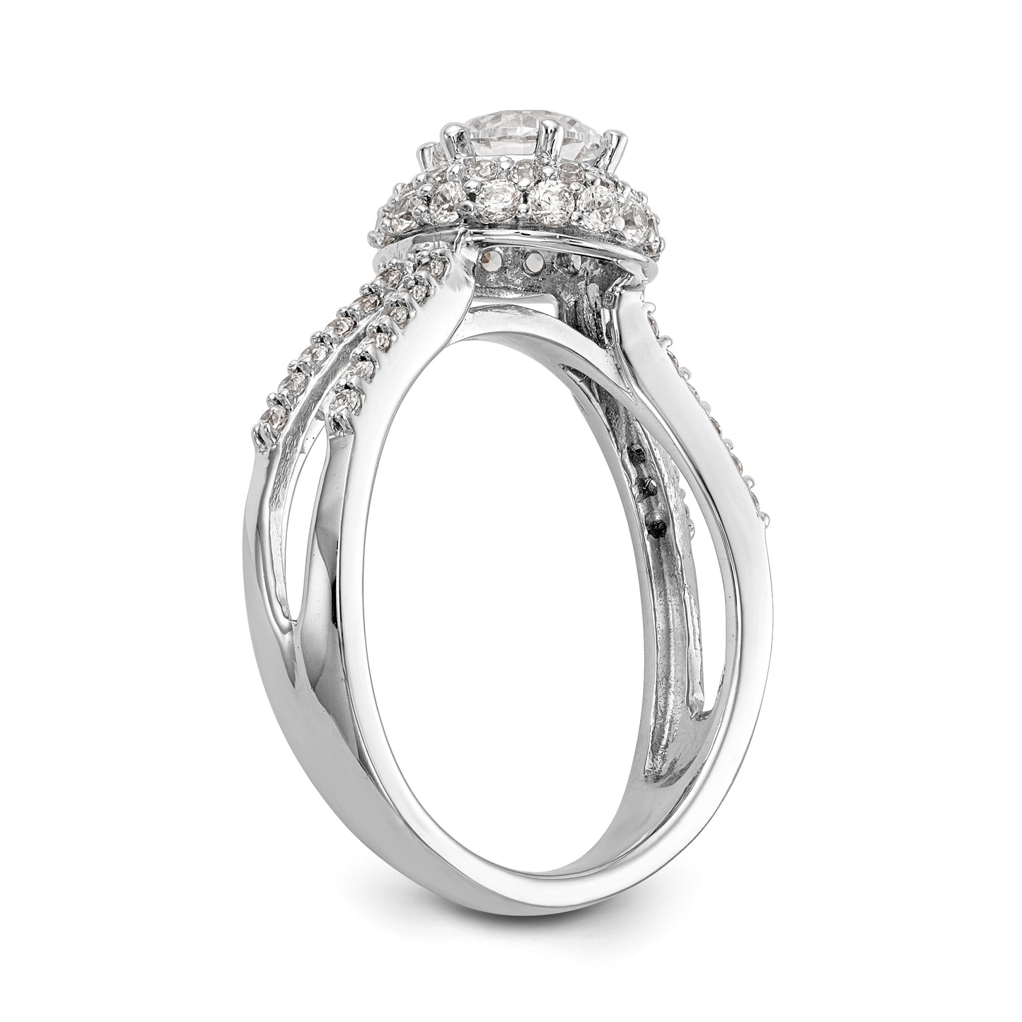 14KW Round Simulated Diamond Round Halo Engagement Ring