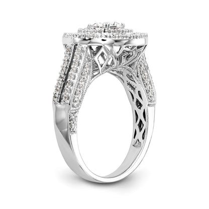 14K White Gold Round Simulated Diamond Halo Engagement Ring