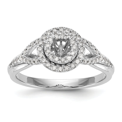 14K White Gold Round Simulated Diamond Halo Engagement Ring