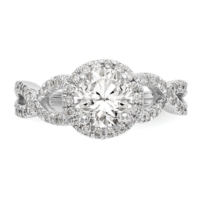 14K White Gold Round Simulated Diamond Halo Engagement Ring