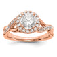 14K Rose Gold Round Simulated Diamond Halo Engagement Ring
