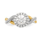 14K Yellow and White Gold Round Simulated Diamond Halo Engagement Ring