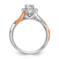 14K Rose and White Gold Round Simulated Diamond Halo Engagement Ring