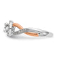 14K Rose and White Gold Round Simulated Diamond Halo Engagement Ring