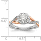 14K Rose and White Gold Round Simulated Diamond Halo Engagement Ring