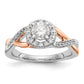14K Rose and White Gold Round Simulated Diamond Halo Engagement Ring