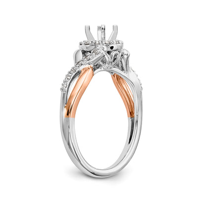 14k Two tone Peg Set Simulated Diamond Halo Engagement Ring