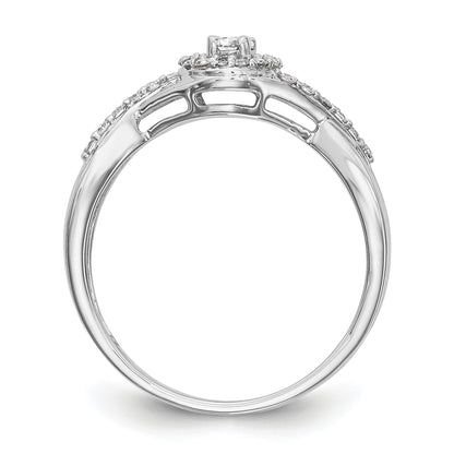 14K White Gold Round Simulated Diamond Halo Engagement Ring