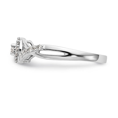 14K White Gold Round Simulated Diamond Halo Engagement Ring