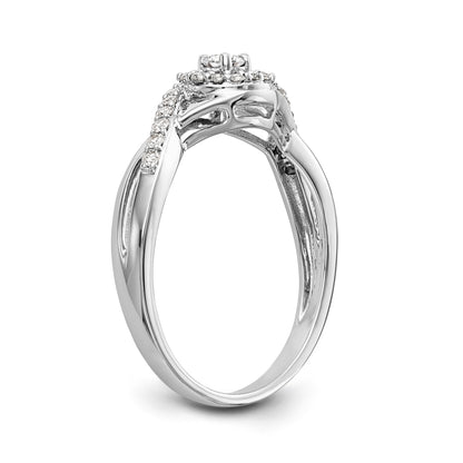 14K White Gold Round Simulated Diamond Halo Engagement Ring