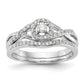 14K White Gold Round Simulated Diamond Halo Engagement Ring