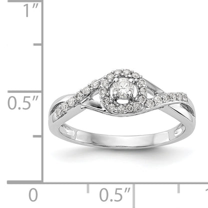 14K White Gold Round Simulated Diamond Halo Engagement Ring