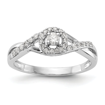 14K White Gold Round Simulated Diamond Halo Engagement Ring