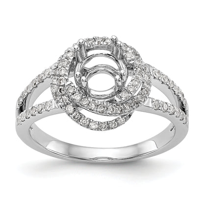 14K White Gold Round Simulated Diamond Halo Engagement Ring