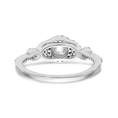 14K White Gold Round Simulated Diamond Halo Engagement Ring