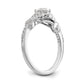 14K White Gold Round Simulated Diamond Halo Engagement Ring