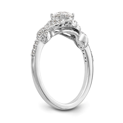 14K White Gold Round Simulated Diamond Halo Engagement Ring
