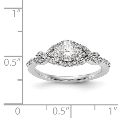 14K White Gold Round Simulated Diamond Halo Engagement Ring