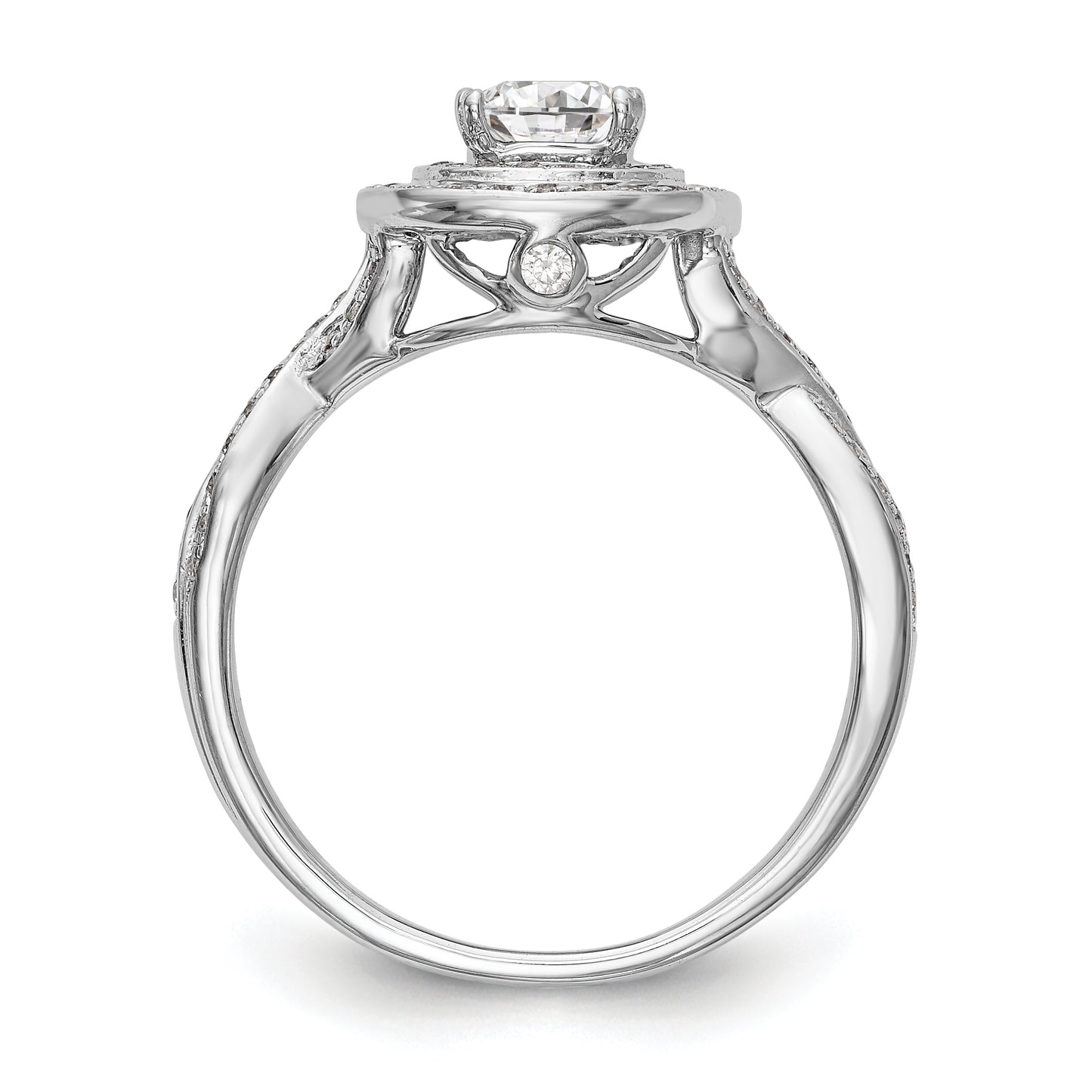 14K White Gold Cushion Simulated Diamond Halo Engagement Ring