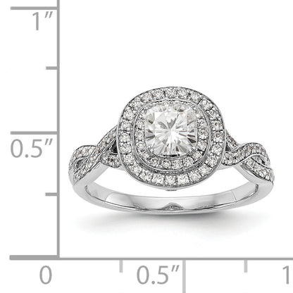 14K White Gold Cushion Simulated Diamond Halo Engagement Ring