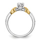 14K Two tone Peg Set Simulated Diamond Halo Engagement Ring