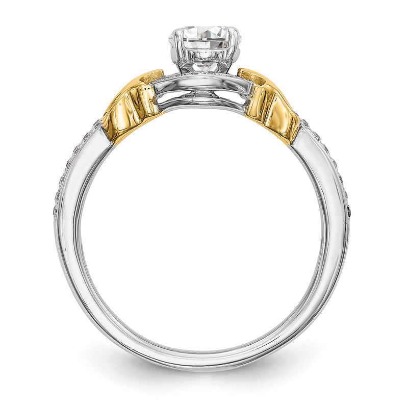 14K Two tone Peg Set Simulated Diamond Halo Engagement Ring